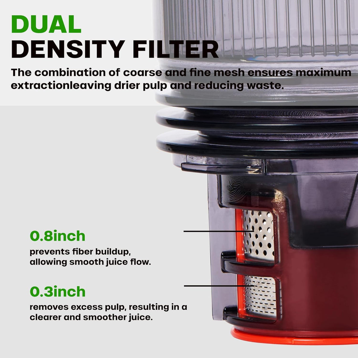 Cold Press Juicer, 5.4" Wide Feed Chute Juicer Machines for Vegetable and Fruit, Slow Masticating Juicer Easy to Clean, Grey