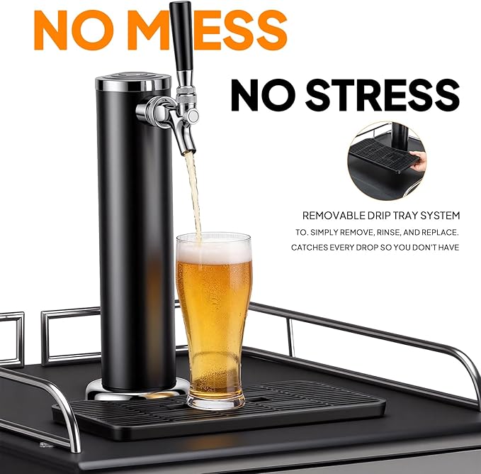 ROVSUN BF-152 Full Size 5.4 Cu.Ft, Beer Kegerator with CO2 Tank Included, Draft Beer Dispenser for Home Bar, 152L Beverage Refrigerator Direct Cool, Metal Cabinet, Single Tap, Black