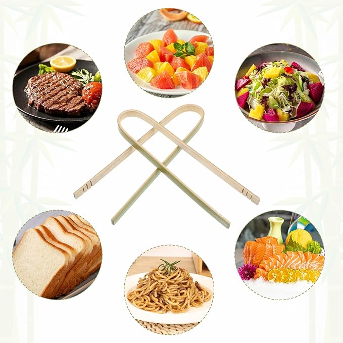 150 Pcs Bamboo Tongs Mini Tongs 5.9 Inch Long Disposable Wooden Tong Cooking Utensils for Toaster Charcuterie Catering Buffet Serving Food Home Use