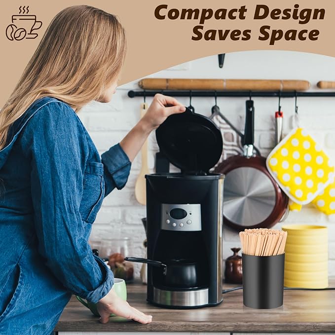 200 PCS Coffee Stirrer and Holder Set Wooden Coffee Stir Sticks 5.5 Inch Disposable Drink Stirrers Beverage Stirrer Sticks for Coffee (Wood & Black, 5.5 Inch Coffee Stirrers)