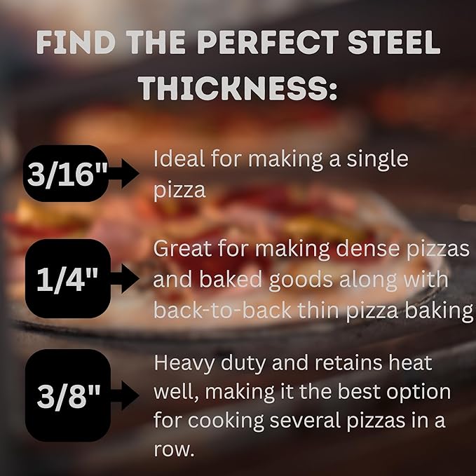 ThermiChef 14x20 Pizza Steel, 1/4" Thick, 19.2 lbs - Cooking Steel for Oven & Grill - Made in USA