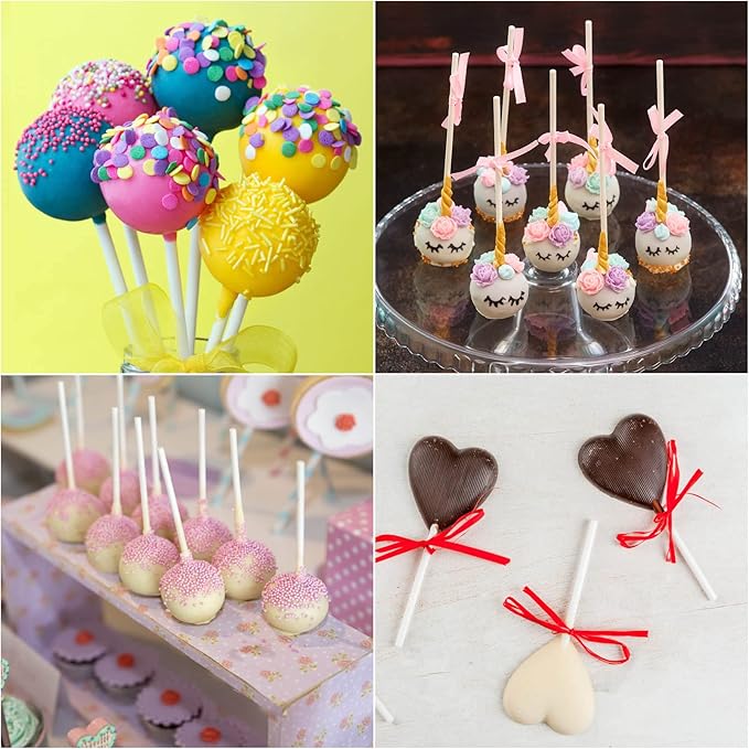 1000Pcs 6 Inch White Paper Lollipop Sticks, Paper Sucker Sticks, Cake Pop Stick for Cake Toppers, Chocolate,Cookie,Rainbow Candy