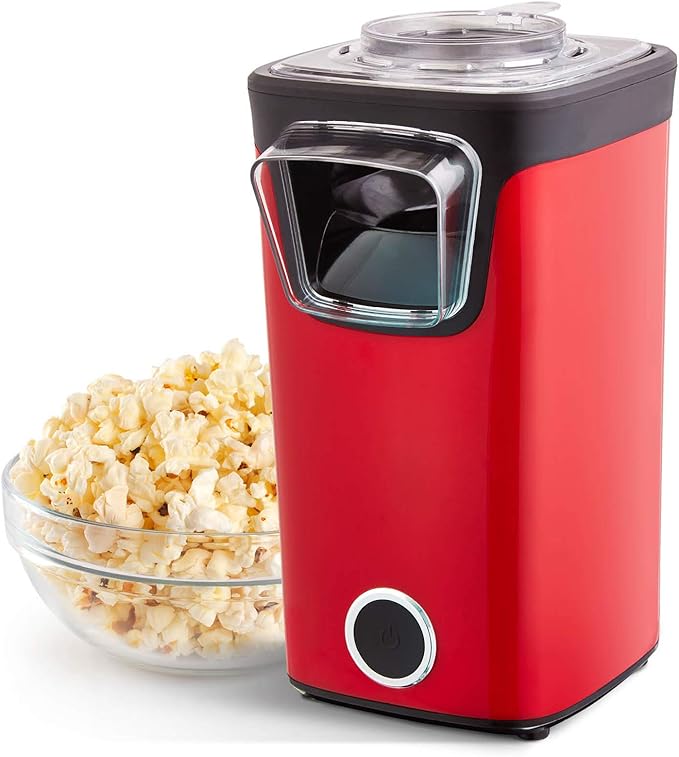 Dash Turbo Pop Popcorn Maker - Theater-Style Popcorn Machine - Comes with Measuring Cup & Butter-Melting Tray - Convenient, Space-Saving Design - 8 Cups, Red