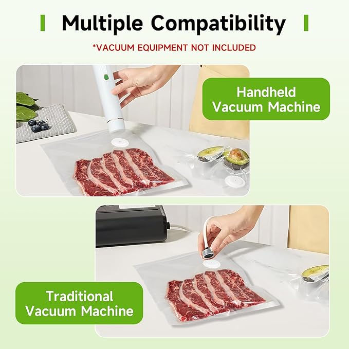 Vixino Vacuum Sealer Bags, 40 Reusable Vacuum Sealer Bags for Food Storage, BPA-Free, Meal Prep and Sous Vide Cooking,Works for Handheld Sealer and Vac Sealer Machine with External Vacuum Systems