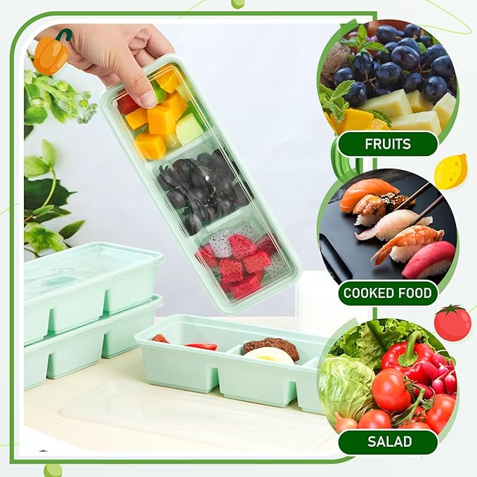 Hushee 25 Pack 17 oz Small Meal Prep Containers with 3 Compartments Snack Containers with Lid Disposable Plastic Bento Box Travel Lunch Food Boxes Stackable for Office Picnic (Mint Green)