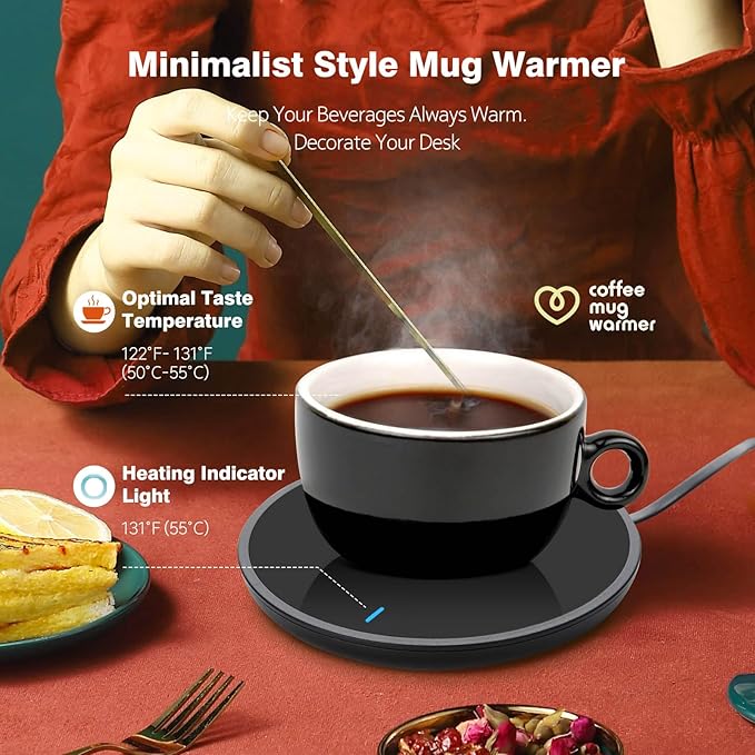 Jisile Candle Warmer, Coffee Mug Warmer, Coffee Cup Warmer with Pressure-Induced Auto ON/Off, Beverage Warmer Plate for Milk Tea, Coffee Accessories for Home Office Desk