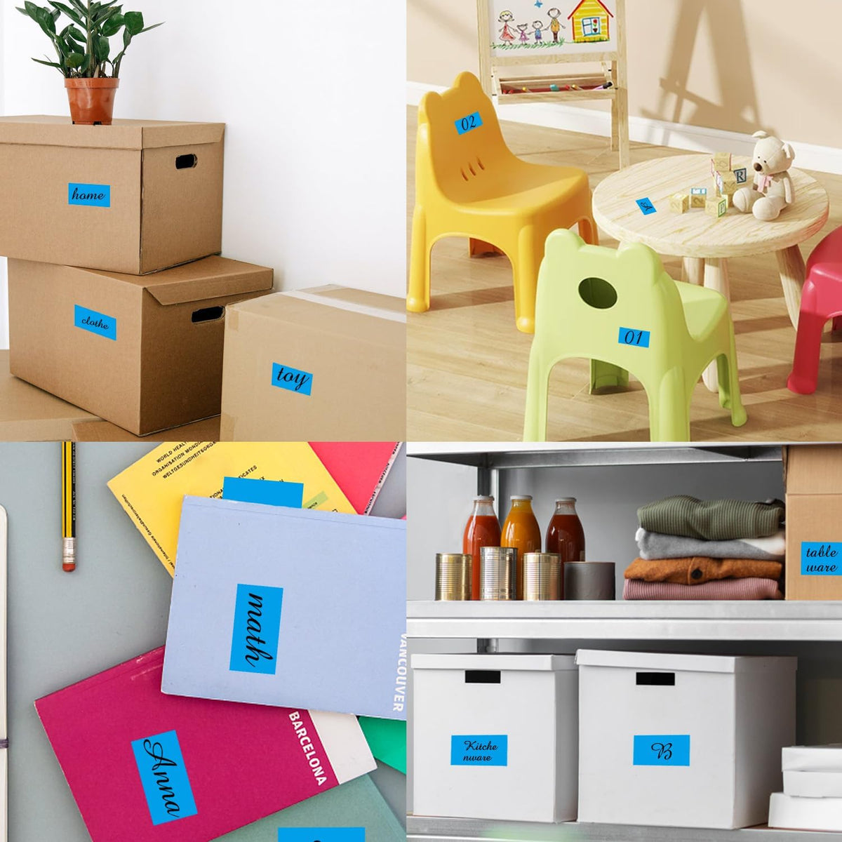STARLIBOO Colored Labels Stickers 3 x 2 Inch, Removable Rectangle Moving Labels Stickers, 250Pcs Garage Sale Price Stickers, Adhesive Moving Labels for Boxes(Blue)