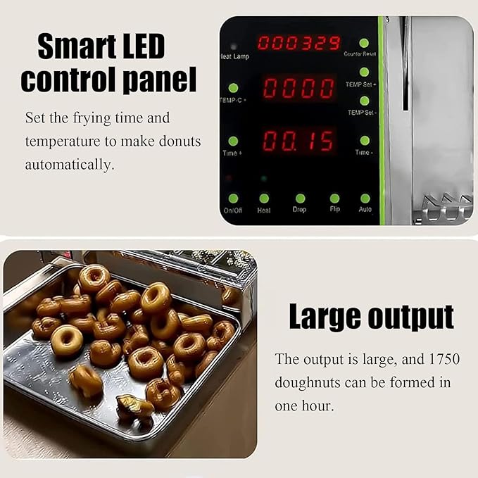 Electric Doughnut Machine,Small Donut Maker,Donut Maker,Automatic Doughnut Machine,304 Stainless Steel Auto Donut (220V)
