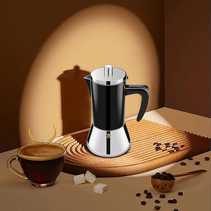 4 Cup Thickened 304 Stainless Steel Moka Pot Stovetop Espresso Maker Cafeteras Italian Percolator Espress Makers Capable Greca Mocha Coffee Machine for Induction Home and Camping 200ml 6.6oz