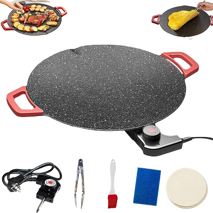 Indoor Grills Electric Smokeless, Smoke-Free Indoor Electric Grill & Non-stick Pan, 11/14 /15 Inch Nonstick Round Pan with Temperature Control, for Steaks, Pancakes, And BBQ (36 cm / 14.17 in)