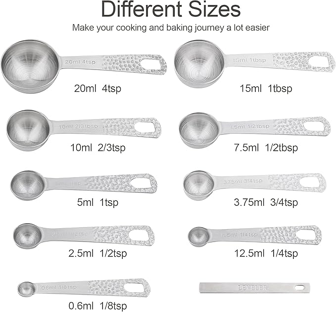 Smithcraft Measuring Cups and Spoons Set, 18 Piece 18/8 Stainless Steel Measuring Cups and Spoons Set for Dry & Liquid, Metric & US Metal 8Measure Cup and 9 Spoon & Leveler for Baking & Kitchen