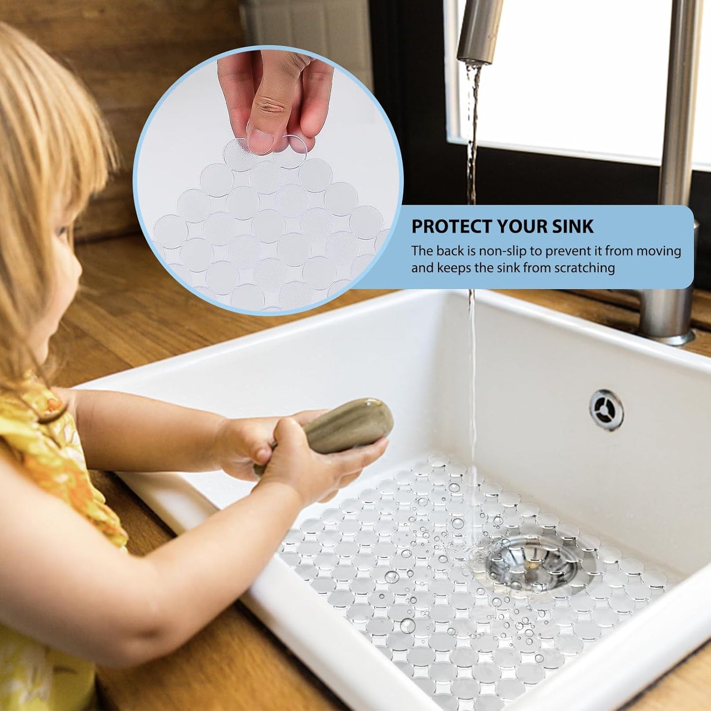 Sink Protectors Mat for Kitchen Sink - 2Pack Adjustable Kitchen Sink Mat Fast Draining - Dish Drying Mat for Dishes And Glassware - Easy to Clean & Diy Cut