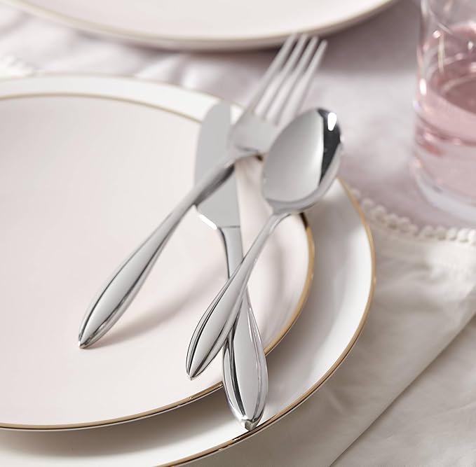 Lenox Sculpt 65-Piece Flatware Set, Metallic