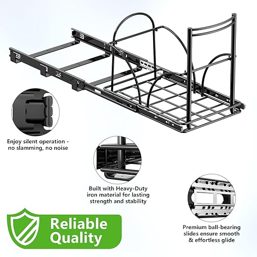 Dual Trash Can Pull Out Under Kitchen Sink Counter, NO CAN, Slider for Double 35Qt Bins(7-9 Gal), Recycling Bin & Garbage Can Pullout Kit, Quiet Close Sturdy Shelf, Requires Cabinet ≥16"W*17"H*23"D