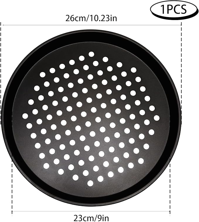 10 Inch Round Pizza Pan with Holes, Carbon Steel Pizza Pans fo Frozen & Homemade Pizza, Nonstick Pizza Tray for Oven