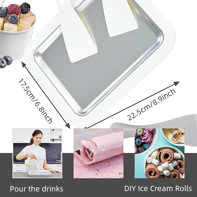Instant Ice Cream Maker,Rolled Ice Cream Maker, Soft Serve Ice Cream maker,Perfect for Frozen Yogurt, and More! Food grade stainless steel ice cream roll machine for home us (white)