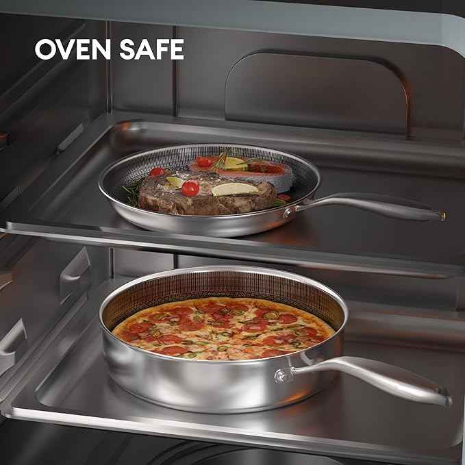 COOKER KING Stainless Steel Cookware Set, 11 Pcs Pots and Pans Set, Hybrid Ceramic Cookware,Non-Stick Frying Pans, Saucepans, Saute Pan & Stock Pot, Non-Toxic, Oven Safe, Induction Compatible