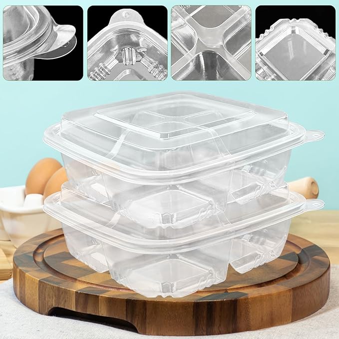 Alaeseje 40 Pcs Bento Snack Containers,4-Compartment Meal Prep Lunch Container,Disposable Snack Containers with Lids for School,Work,Travel