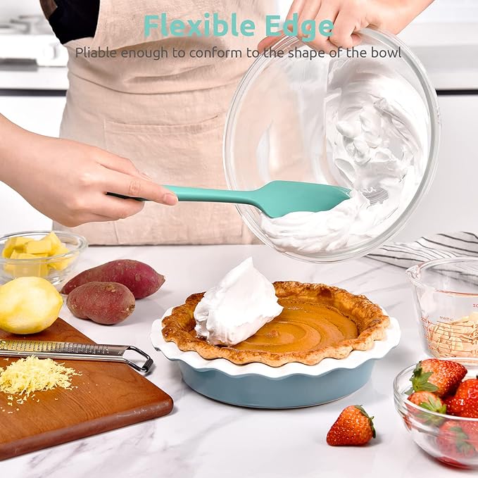 U-Taste sturdy 18/8 Stainless Steel Measuring Coffee Scoop Coffee Bean Spoon, and Upgraded 600ºF High Resistant Flexible and Sturdy Silicone Spatula Set of 4 (Aqua Sky)