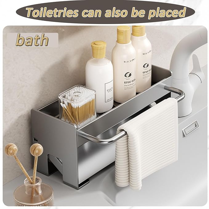Utensil Holder,Compact Kitchen Sink Drying Rack - Durable and Stylish Solution,Self-Draining Tray Design,with Rag Rack（White）