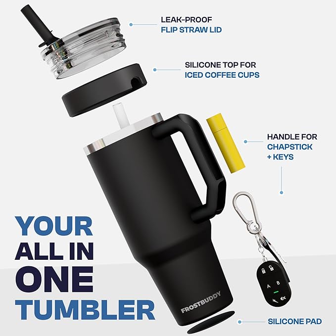 Thicc Buddy - 40 oz Stainless Steel Vacuum Insulated Tumbler with Lid and Straw for Water - Travel Mug Cupholder Friendly - Gifts for Women Men Him Her (Vanilla Ice Cream)