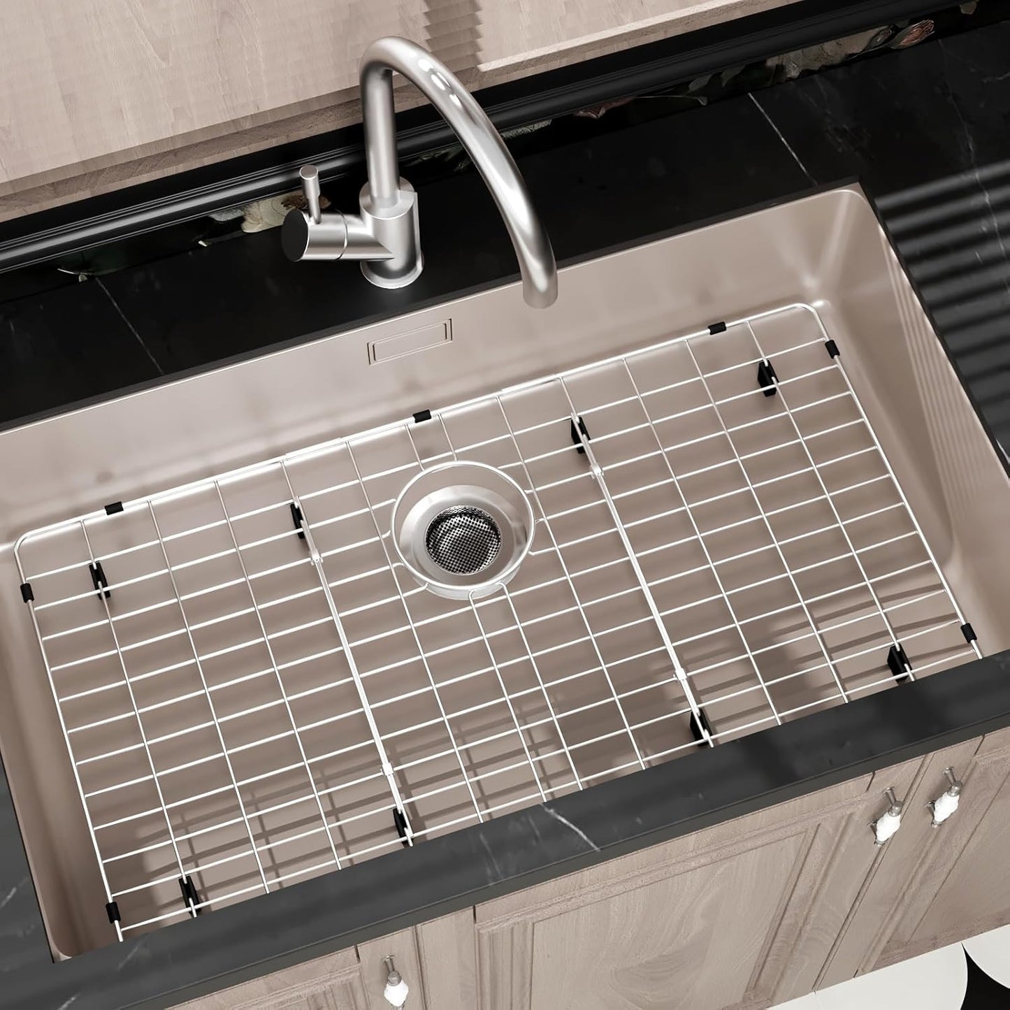 Sink Protectors for Kitchen Sink, Sink Grate Grid for Bottom of Sink, Metal Sink Rack, Bottom Basin Rack, Stainless Steel, 26-1/8" x 14-1/8"