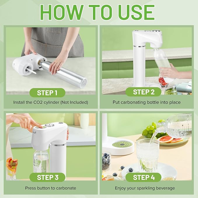 Secura Home Soda Streaming Machine Soda Maker, Sparkling Water and Carbonated Water Machine, Compatible with 60l Co2 Cylinders (Not Included)