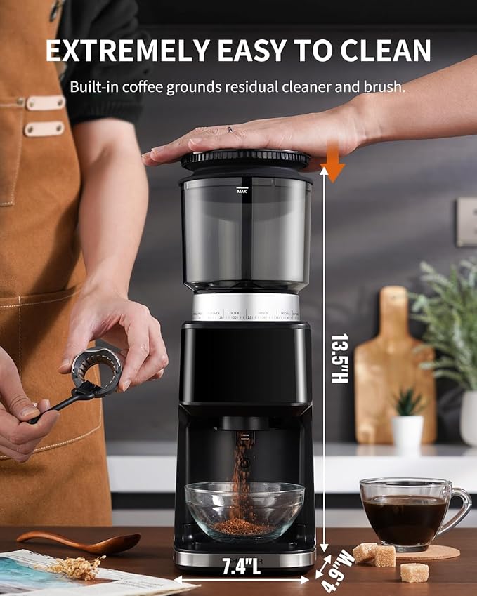 SHARDOR Conical Burr Espresso Coffee Grinder Electric with Precision Timer 2.0, Touchscreen Adjustable Burr Mill with 51 Precise Settings for Home Use, Anti-static, Stainless Steel