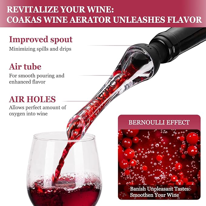 CORKAS 2-in-1 Wine Pourer Aerator and Decanter Spout & Prestige Waiter Corkscrew with Rosewood Handle,Gifts for Thanksgiving Day,Christmas Gift