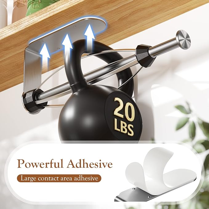 Paper Towel Holder Under Cabinet + Towel Robe Hooks, Single Hand Operable Under Cabinet Paper Towel Holder with Damping Effect Adhesive Wall Mount Paper Towel Rack for Bathroom Kitchen(Silver)