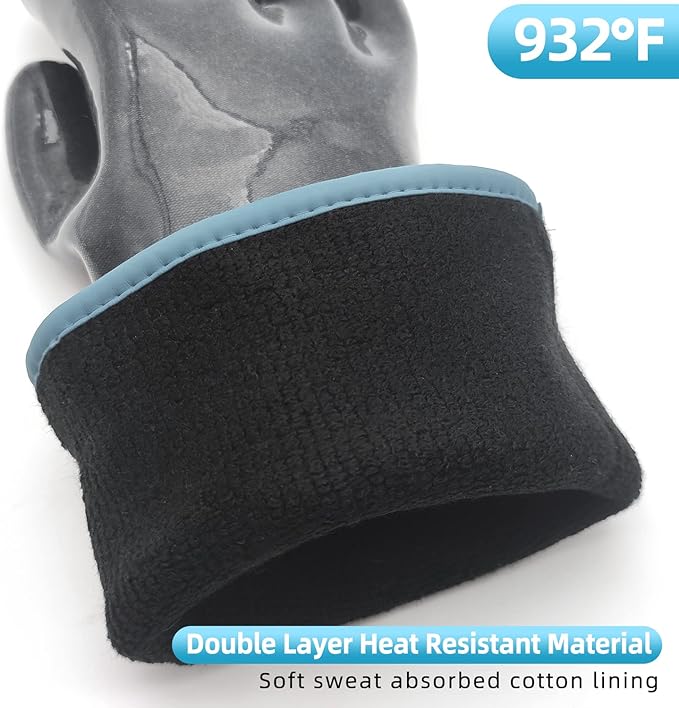 DEYAN Silicone BBQ Gloves, 600°F Heat Resistant Oven Mitts for Grilling, Smoking & Baking - Waterproof, Oil Proof Non-Slip Kitchen Gloves for Cooking, Frying, BBQ Accessories(8/M)