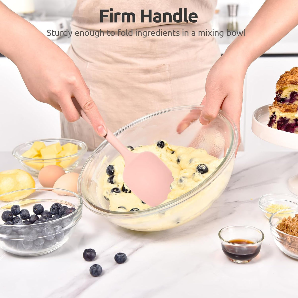 Heat Resistant Silicone Spoon Spatula: U-Taste 600ºF High Heat Flexible 11.38in Silicon Mixing Stirring Cooking Scraping Baking Bowl Scraper, Seamless for Kitchen Nonstick Cookware (‌Pink‌)