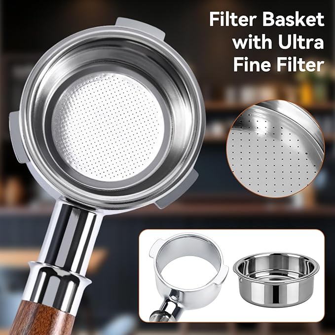 Stainless Steel Coffee Filter, 51mm Double Layer Pressurized Filter Basket Espresso Filter Basket Espresso Machine Parts for Portafilter Coffee Machine(Double Cup)