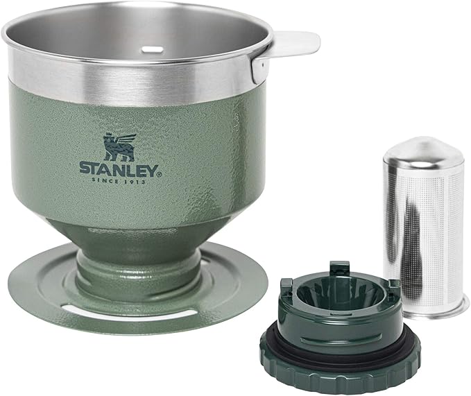 STANLEY Perfect Brew Pour Over Manual Single Cup Coffee Maker Drip Coffee Maker with Reusable Filter | Easy Clean Stainless Steel BPA-Free Hammertone Green (Pack of 4)