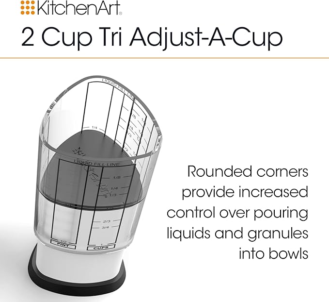 KitchenArt Pro Adjustable Measuring Set, Includes Adjustable Tablespoon, Teaspoon, and 2 Cup Measuring Cup