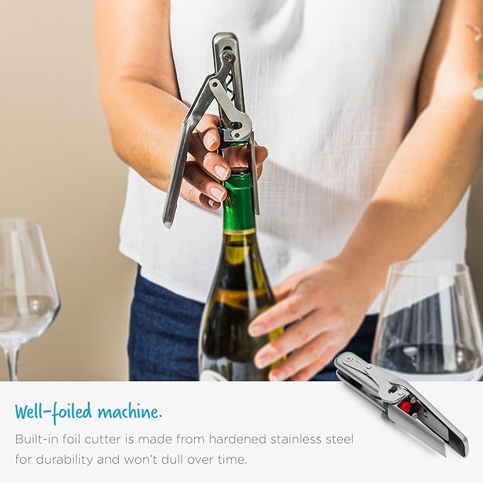 Dreamfarm Winopen Automatic Pocket Wine Corkscrew, Space-Saving Wine Opener with Foil Cutter - Stainless Steel