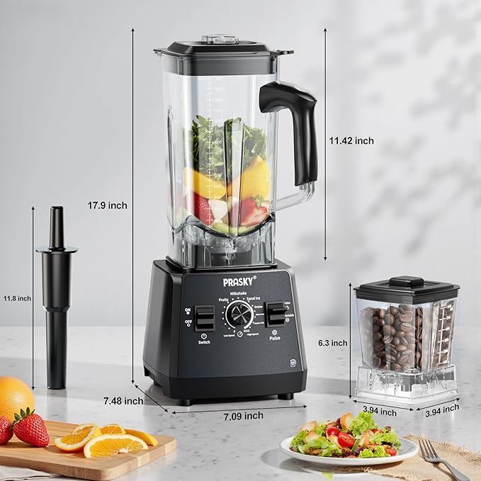 2400W High Speed Countertop Blender, 101oz Large Capacity, BPA-Free, 25000 RPM Blenders for Smoothies, Ice Crushing, Soups, Nut Butters & Baby Food (Gray, 3L)
