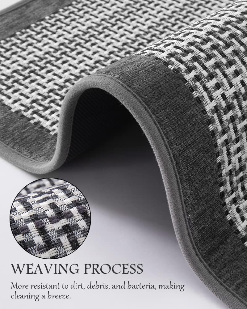 PADOOR Kitchen Mats for Floor, Kitchen Rugs Non Slip Washable, Rubber Backed Kitchen Runner Super Absorbent Kitchen Floor Mat Sink Rug, 17”x24” Grey