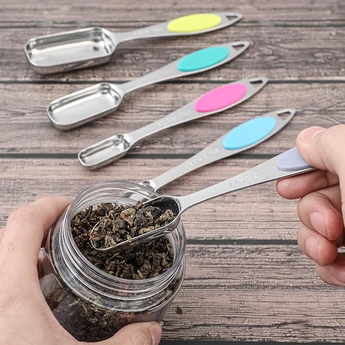 Magnetic Measuring Cups and Spoons Set, 15 Piece Stainless Steel Measuring Cups and Spoons for Measure Dry and Liquid Ingredients (Colorful)