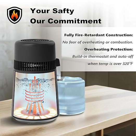 ROVSUN 1.1 Gallon/4L Water Distiller, Countertop Distilled Water Machine with BPA-Free Container, Distilled Water Maker Purifier with Flame-Retardant Material & Stainless Steel Interior, 750W, Black