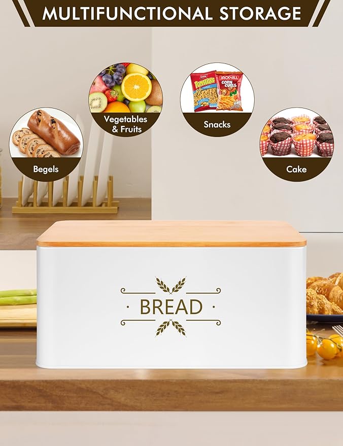 3 in 1 Bread Slicer for Homemade Bread with Box, Metal Bread Storage Container, Foldable Slicer Guide for Kitchen Countertop