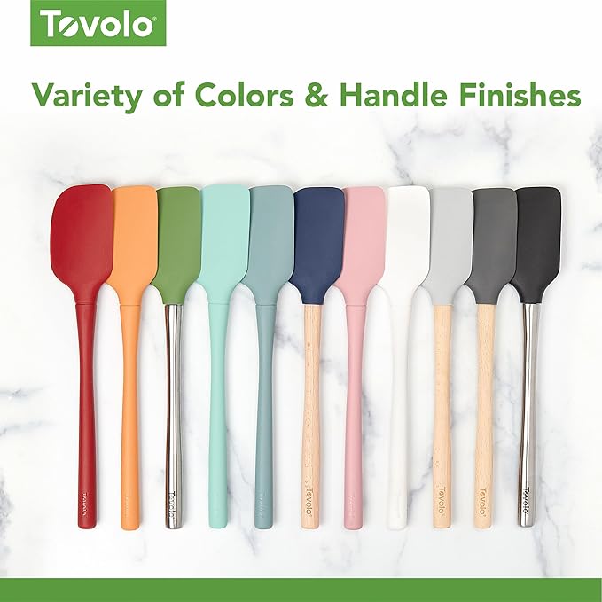 Tovolo Flex Core 5 Piece Silicone Spatula Set Heat Resistant All Silicone Utensils Include Non Stick Spatula Spoonula Jar Scraper, Dishwasher Safe BPA Free Spatulas for Baking Mixing, White