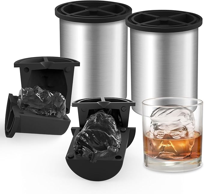 Clear Ice Cube Maker, 2" Clear Ice Ball Maker for Old Fashioned Whiskey lover, Bourbon, Whiskey, Cocktail Funny Gifts for Men on Birthday or Holiday, Easy-Release Stainless Steel Ice Mold(2Pack)