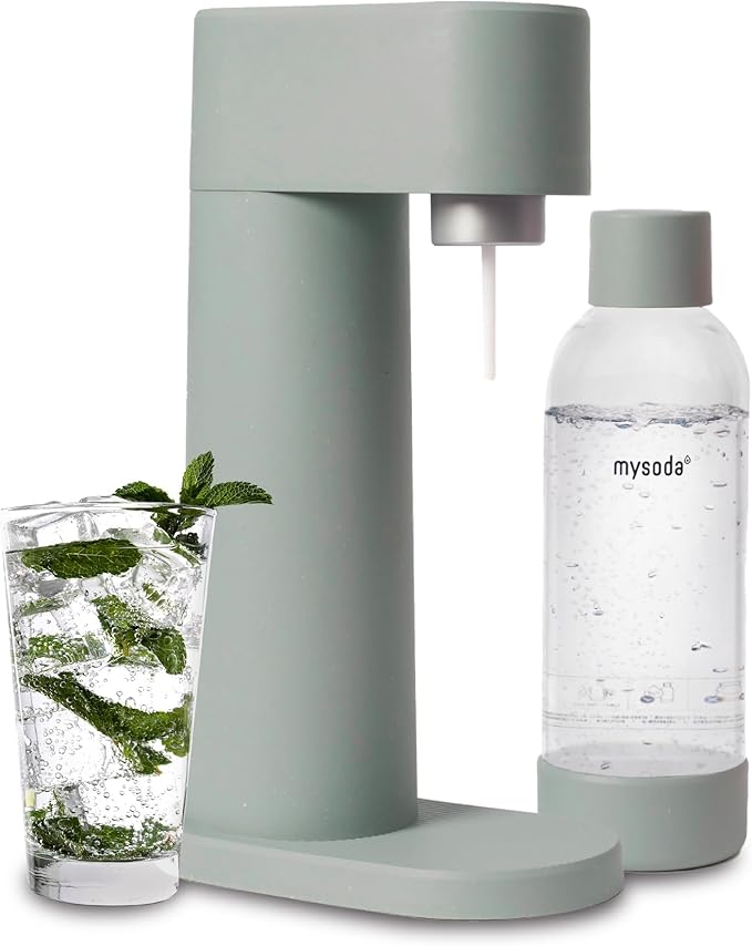 Mysoda Woody Soda Streaming Machine - Silent Carbonated Water Machine Robust Long-Lasting Aluminium Soda Maker - With 1L Water Bottle - Without CO2 Cylinder - Pigeon