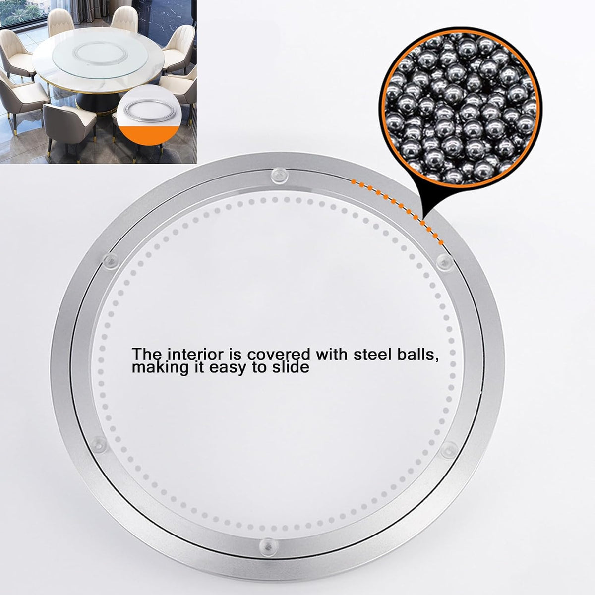 Lazy Susan Hardware Aluminum Rotating Turntable Bearings Swivel Plate Bearing for Dining-Table and Workbench (14 Inchs) …