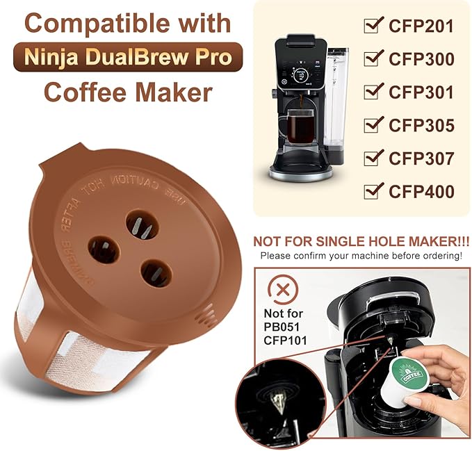 VIVI SKY Reusable Coffee Filter for Ninja Coffee Maker, 4 Cone Filter #4 for Dual Brew, Coffee Accessories (5* K Cups)