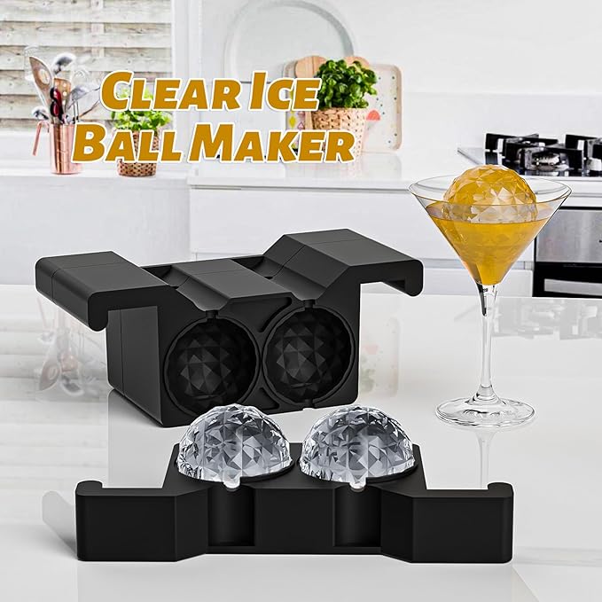 Bangp Premium Clear Ice Ball Maker with Storage Bag,4 Distinctive 2.4" Crystal Clear Ice Balls for Whiskey,Cocktails & Bourbon,Gifts for Men