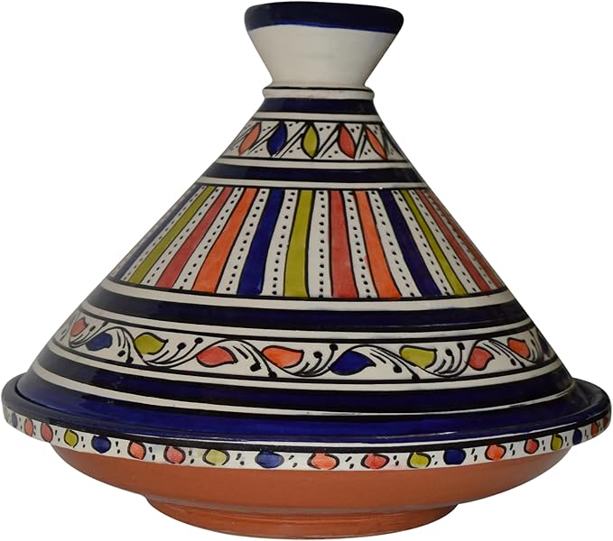 Moroccan Handmade Serving Tagine Exquisite Ceramic With Vivid colors Original large 12 inches Across