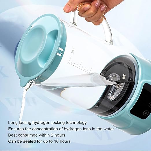 Hydrogen Water Pitcher, 1.5L Hydrogen Generator with SPE PEM Technology, Quick Electrolysis, LED Touch Display, for Home Fitness Office Daily