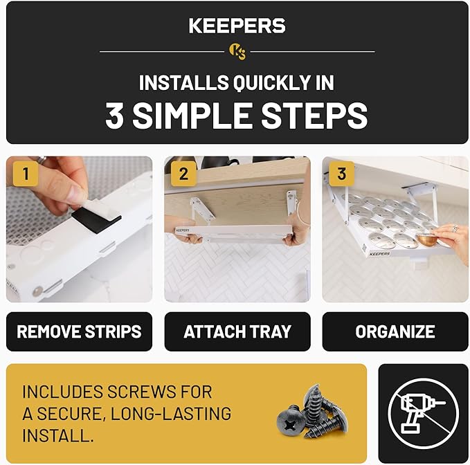 KEEPERS Nespresso® Vertuo® Pod Holder|Under Cabinet Swing Down Coffee Pod Organizer|Keurig® Coffee Pod Holder|K Cup Holder Storage Organizer|Magnet Steel RV Office Small Kitchen 10 x 9in WHITE